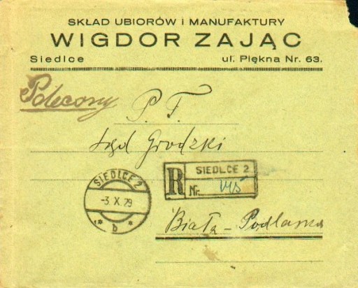 Zdjęcie oferty: 1929 - Siedlce 2 - polecony, F.241x3 