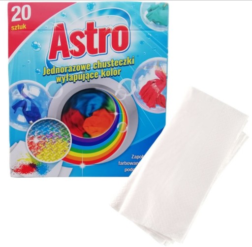 Zdjęcie oferty: Chusteczki wyłapujące kolor do pralki Astro 