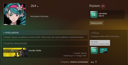 Zdjęcie oferty: KONTO STEAM 2K4 CS 1.6