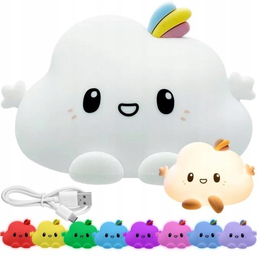 Zdjęcie oferty: Lampka Nocna Dla Dzieci RGB Chmurka Ładowana Usb