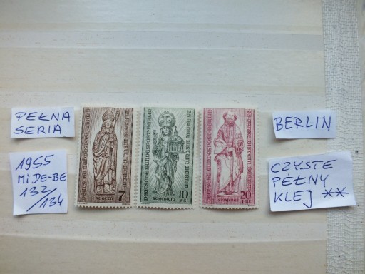 Zdjęcie oferty: 3szt. znaczki seria 132 ** BERLIN 1955 Niemcy RFN