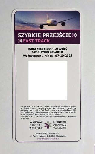 Zdjęcie oferty: Fast Track Lotnisko Chopina - 10 wejść