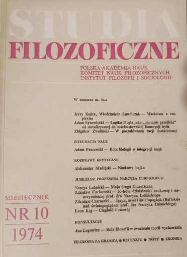 Zdjęcie oferty: Studia filozoficzne 10/1974