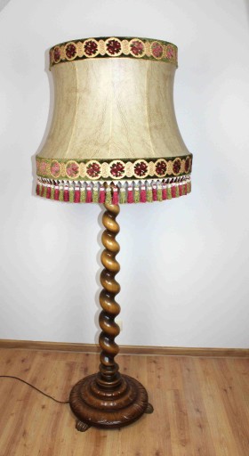 Zdjęcie oferty: Lampa podłogowa rzeźbiona + abażur, wys.170 cm