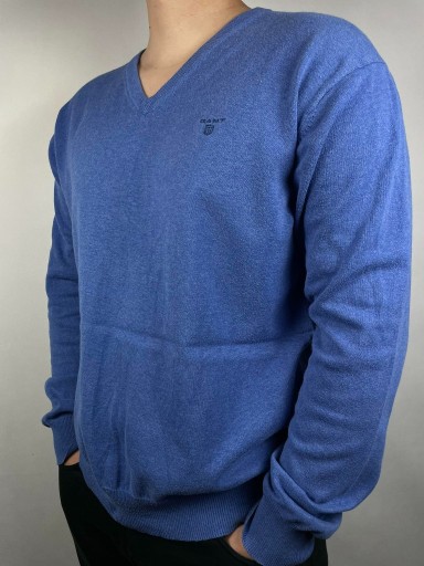 Zdjęcie oferty: Sweter w serek Gant XXL niebieski premium cotton