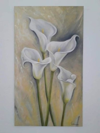 Zdjęcie oferty: Obraz olejny na płótnie malowany kwiaty Kalie
