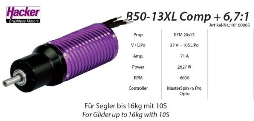 Zdjęcie oferty: Hacker C50-13XL Competition + 6,7:1 Kv 1250