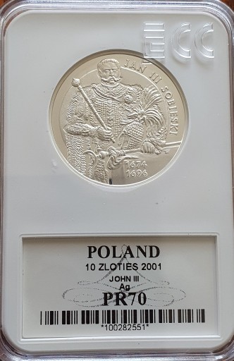 Zdjęcie oferty: 10 zł. Jan III Sobieski   z  2001 Gcn pr70