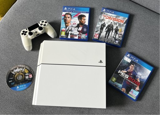 Zdjęcie oferty: PS4 Biała IDEAŁ jak nowa PlayStation 4 pad gry zestaw