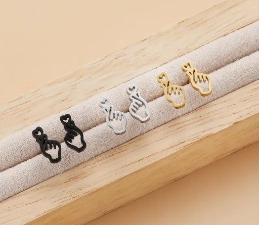 Zdjęcie oferty: Zestaw Kolczyki Finger Heart Kpop BTS Blackpink Stray Kids 3 Kolory