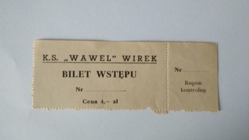 Zdjęcie oferty: Bilet KS Wawel Wirek
