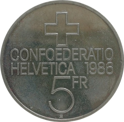 Zdjęcie oferty: Szwajcaria 5 francs 1986, KM#65