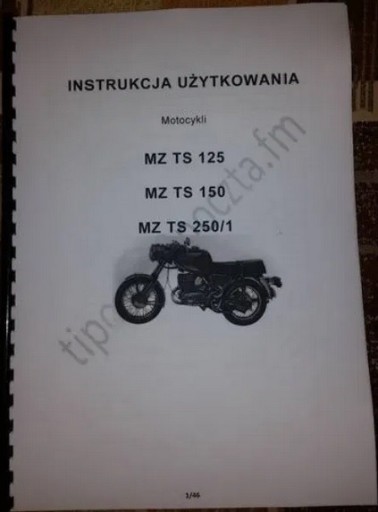 Zdjęcie oferty: Instrukcja obsługi MZ TS125 TS150 TS250/1