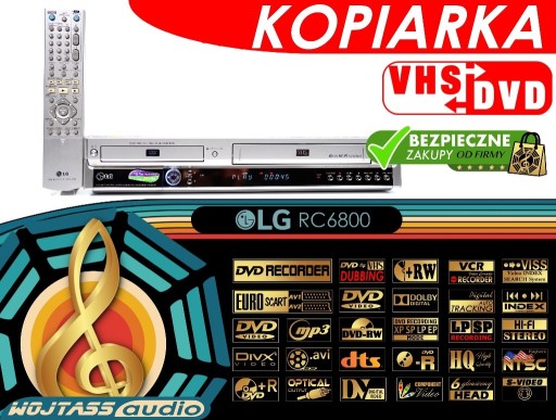 Zdjęcie oferty: Kopiarka przegrywarka VHS na DVD * LG RC6800 Combo Recorder pilot