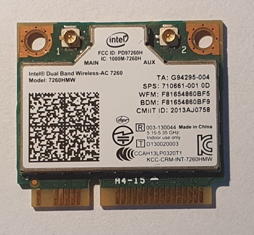 Zdjęcie oferty: WIFI Intel 7260 AC    Mini pci-e   U.FL na RP-SMA