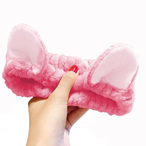 Zdjęcie oferty: Opaska damska do mycia twarzy różowa kot plusz
