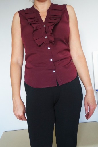 Zdjęcie oferty: Bordowa fioletowa bluzka z żabotem H&M 40-42