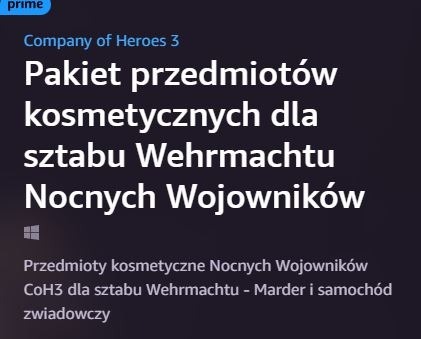 Zdjęcie oferty: Company of Heroes 3 Pakiet Wehrmachtu Nocnych 