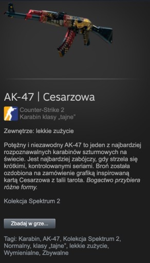 Zdjęcie oferty: AK-47 Cesarzowa (The Empress) MW skórka CS2