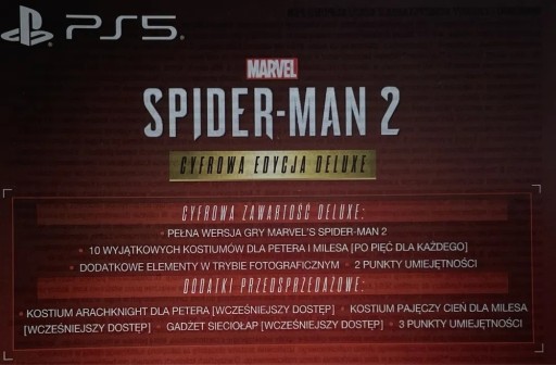 Zdjęcie oferty: Spiderman 2 Edycja Deluxe PS5 - Kod PL