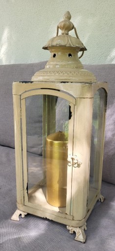 Zdjęcie oferty: Latarnia metalowa stylizowana lampion  bezowa