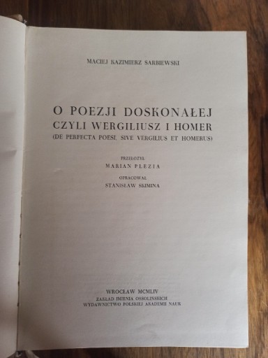 Zdjęcie oferty: Sarbiewski O poezji doskonałej, czyli Wergiliusz