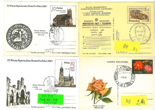 Zdjęcie oferty: 2 Cp kas. zestaw pocztówek całostek kasowane Polska  po 1945 r. 