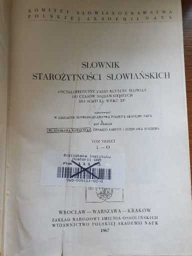 Zdjęcie oferty: Słownik Starożytności Słowiańskich Tom 3