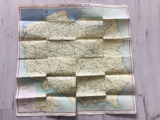 Zdjęcie oferty: Mapa samochodowa Polski 1967 rok 