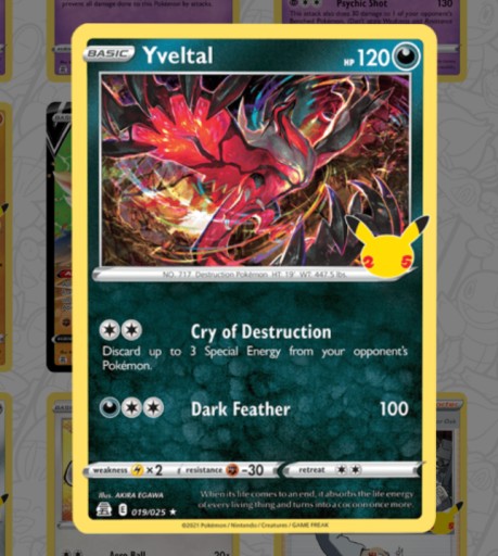 Zdjęcie oferty: Pokemon Yveltal HOLO CEL 019/025