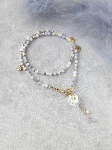 Zdjęcie oferty: Tanzanit, kamień księżycowy, serce Swarovski, hematyt, stal UNIKAT