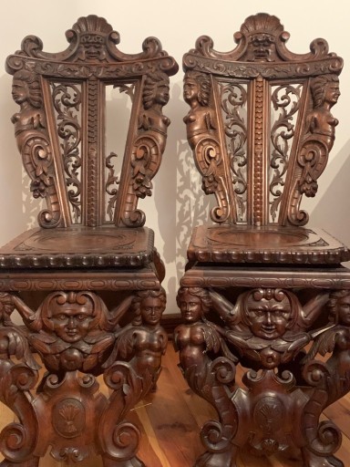 Zdjęcie oferty: Krzesła drewniane rzeźbione, antyki, meble gdański