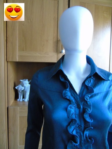 Zdjęcie oferty: Granatowa błyszcząca bluzka z falbankami - 36