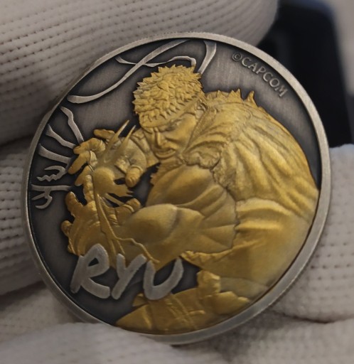 Zdjęcie oferty: Moneta srebrna Street fighter Ryu 1oz złocona 24k