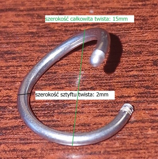 Zdjęcie oferty: Sztyft do twista snake’a 2mm tytan piercing