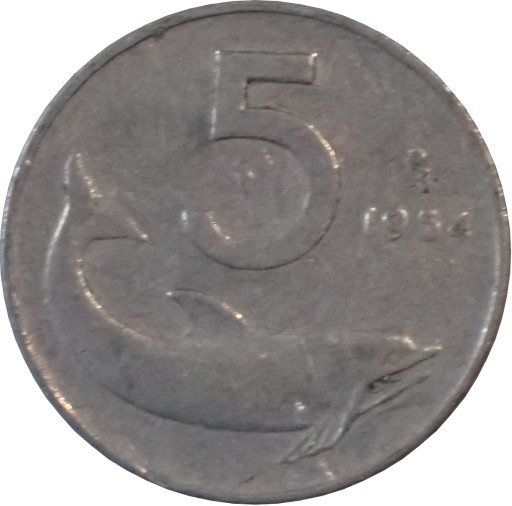 Zdjęcie oferty: Włochy 5 lire z 1954 roku - OBEJRZYJ MOJĄ OFERTĘ