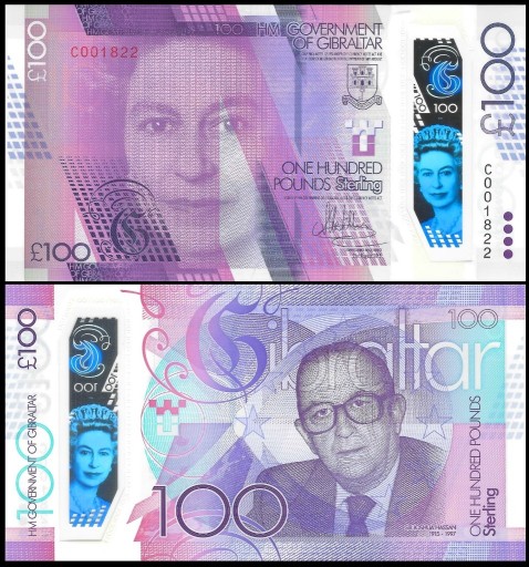 Zdjęcie oferty: * GIBRALTAR 100 funtów 2015 P-40 stan UNC Polimer