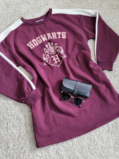 Zdjęcie oferty: Bluza oversize Hogwarts Harry Potter napis bawełna bordowy kieszenie 38 M