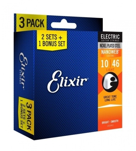 Zdjęcie oferty: Struny 3 Pack Do Gitary Elektrycznej Elixir 10-46
