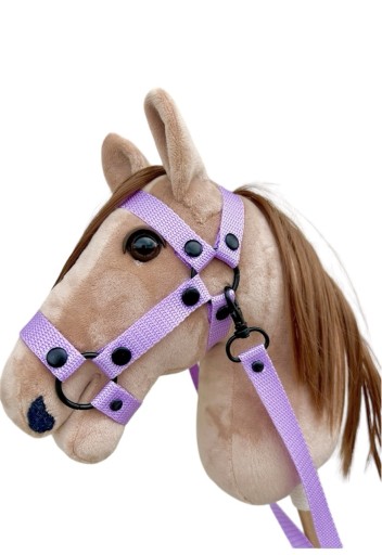 Zdjęcie oferty: Ogłowie fioletowe kantar wodze hobby horse A5 koń na kiju dodatki akcesoria