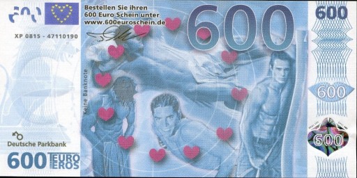 Zdjęcie oferty: 600 euro eros 2015 banknot fantasy erotica
