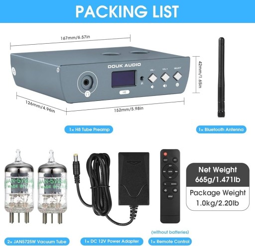 Zdjęcie oferty: Douk Audio H8 PRE XLR Pilot bluetooth LDAC lepsze lampy ! tone control EQ