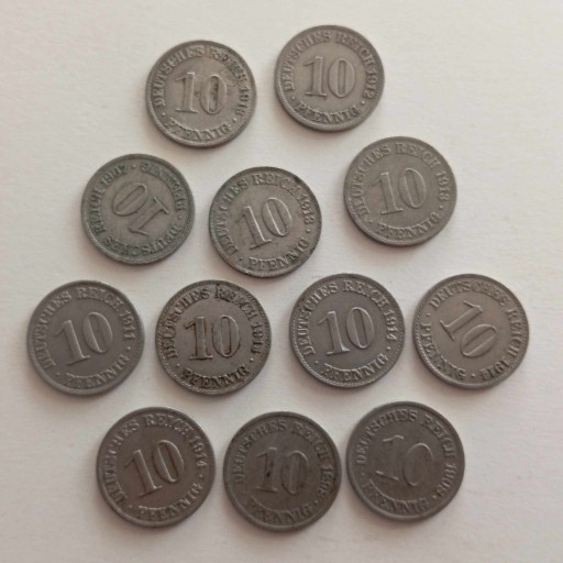 Zdjęcie oferty: 12x 10 pfennig pfennigów, różne roczniki