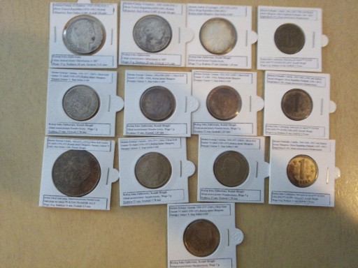 Zdjęcie oferty: Monety srebrne 13 sztuk waga katalogowa 106,7 gra.
