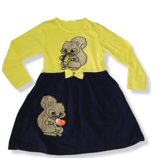 Zdjęcie oferty: Sukienka dziecięca z motywem Wiewiórki. Żółta 110
