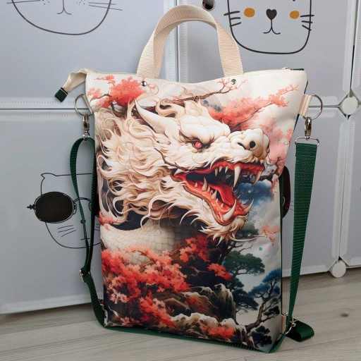 Zdjęcie oferty: Torba-plecak wodoodporna Japoński Smok handmade