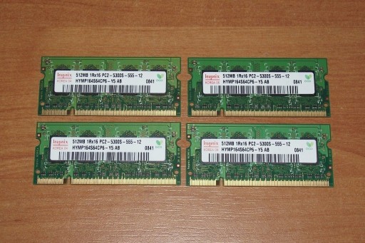 Zdjęcie oferty: Pamięć lapt. Hynix 2GB (4x 512MB) DDR2 667MHz