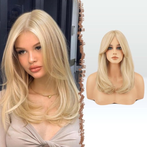 Zdjęcie oferty: Włosy Peruka Damska z Grzywką  Jasny Blond 45 cm