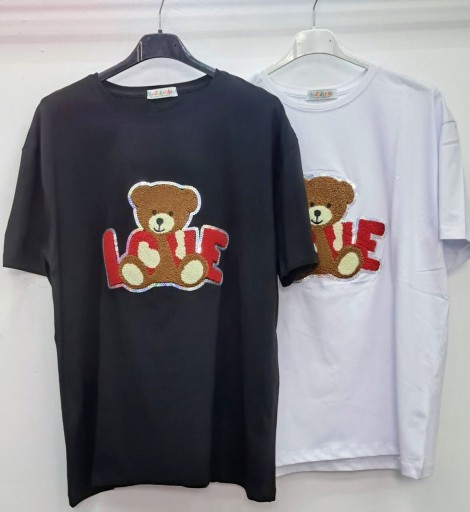 Zdjęcie oferty: Czarny damski T-shirt z pluszowym misiem