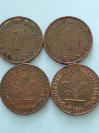 Zdjęcie oferty: Lot monet 1 pfennig RFN 1966 r